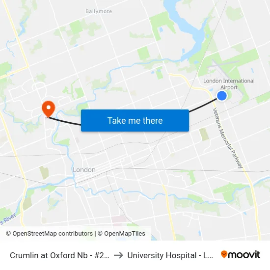 Crumlin at Oxford Nb - #2393 to University Hospital - LHSC map