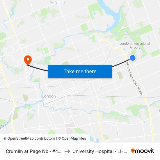 Crumlin at Page Nb - #490 to University Hospital - LHSC map