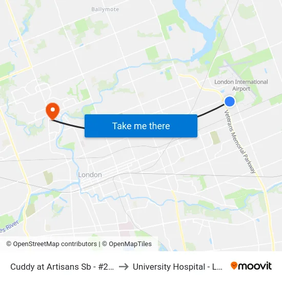 Cuddy at Artisans Sb - #2394 to University Hospital - LHSC map