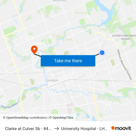 Clarke at Culver Sb - #492 to University Hospital - LHSC map