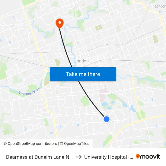 Dearness at Dunelm Lane Nb - #506 to University Hospital - LHSC map