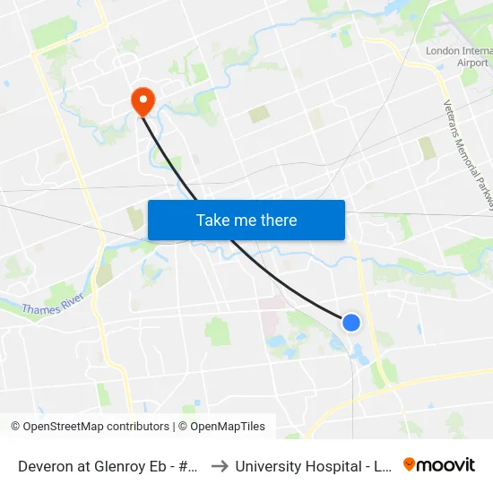Deveron at Glenroy Eb - #2817 to University Hospital - LHSC map
