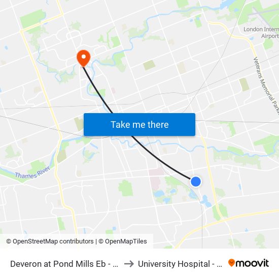 Deveron at Pond Mills Eb - #2819 to University Hospital - LHSC map