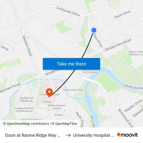 Doon at Ravine Ridge Way Wb - #523 to University Hospital - LHSC map