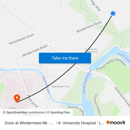 Doon at Windermere Nb - #526 to University Hospital - LHSC map