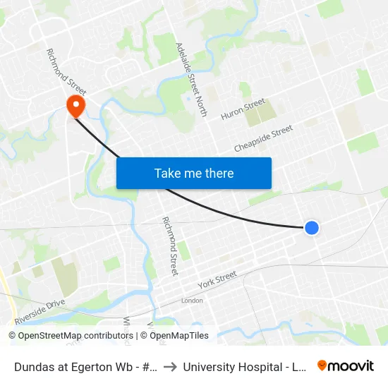 Dundas at Egerton Wb - #561 to University Hospital - LHSC map