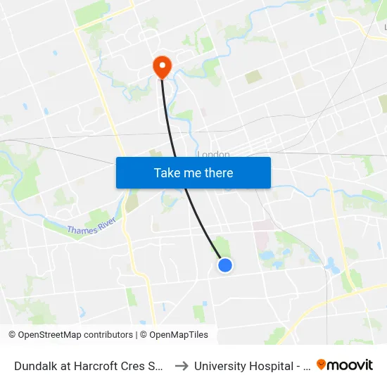 Dundalk at Harcroft Cres Sb - #575 to University Hospital - LHSC map