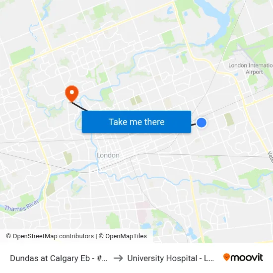 Dundas at Calgary Eb - #587 to University Hospital - LHSC map
