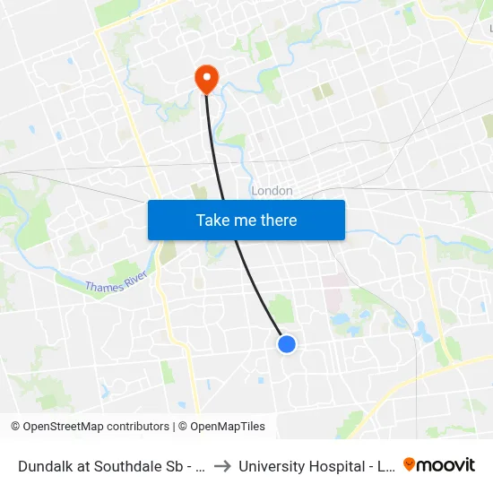 Dundalk at Southdale Sb - #604 to University Hospital - LHSC map