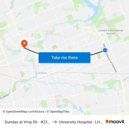 Dundas at Vmp Eb - #2314 to University Hospital - LHSC map