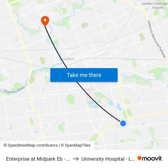 Enterprise at Midpark Eb - #652 to University Hospital - LHSC map