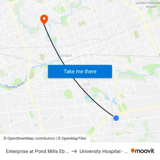 Enterprise at Pond Mills Eb - #653 to University Hospital - LHSC map