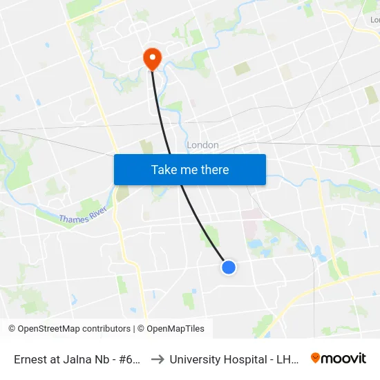 Ernest at Jalna Nb - #662 to University Hospital - LHSC map
