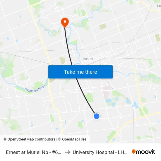 Ernest at Muriel Nb - #666 to University Hospital - LHSC map