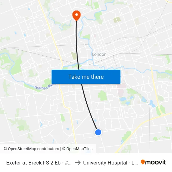 Exeter at Breck FS 2 Eb - #2820 to University Hospital - LHSC map