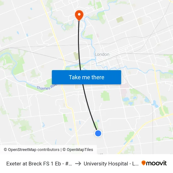 Exeter at Breck FS 1 Eb - #2822 to University Hospital - LHSC map