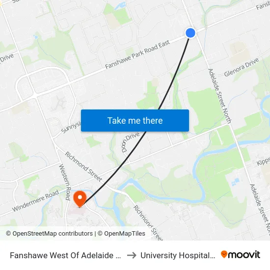 Fanshawe West Of Adelaide Wb - #684 to University Hospital - LHSC map