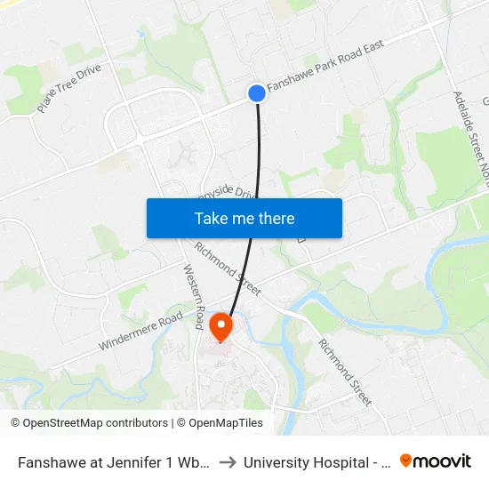 Fanshawe at Jennifer 1 Wb - #699 to University Hospital - LHSC map