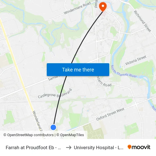 Farrah at Proudfoot Eb - #717 to University Hospital - LHSC map