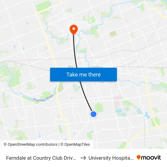 Ferndale at Country Club Drive Wb - #721 to University Hospital - LHSC map