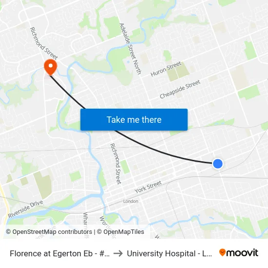 Florence at Egerton Eb - #736 to University Hospital - LHSC map
