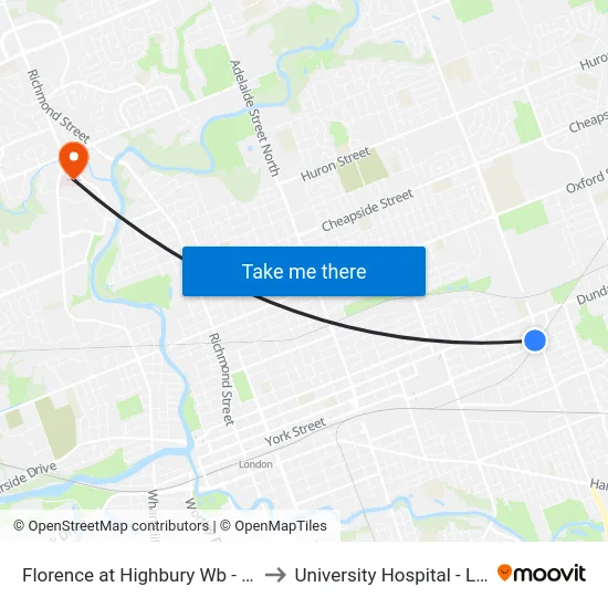 Florence at Highbury Wb - #743 to University Hospital - LHSC map