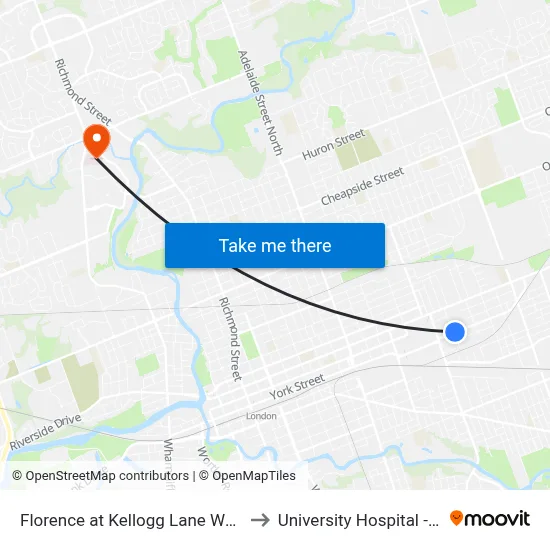 Florence at Kellogg Lane Wb - #745 to University Hospital - LHSC map