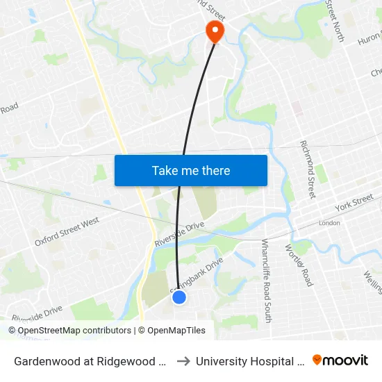 Gardenwood at Ridgewood Eb - #762 to University Hospital - LHSC map