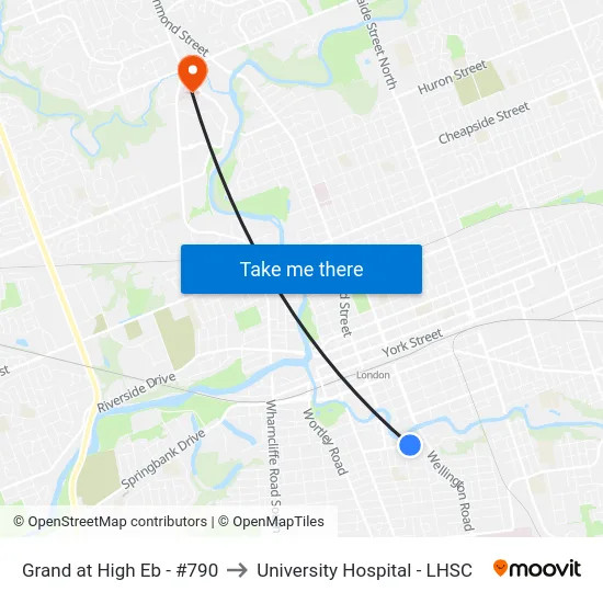 Grand at High Eb - #790 to University Hospital - LHSC map