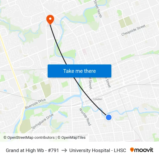 Grand at High Wb - #791 to University Hospital - LHSC map
