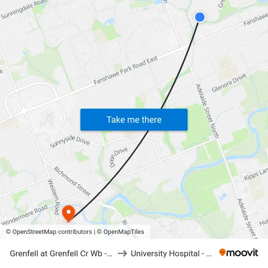 Grenfell at Grenfell Cr Wb - #801 to University Hospital - LHSC map