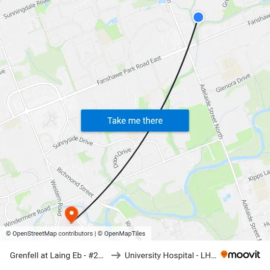 Grenfell at Laing Eb - #2707 to University Hospital - LHSC map