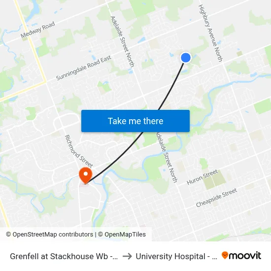 Grenfell at Stackhouse Wb - #2846 to University Hospital - LHSC map