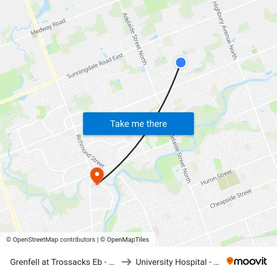 Grenfell at Trossacks Eb - #2709 to University Hospital - LHSC map