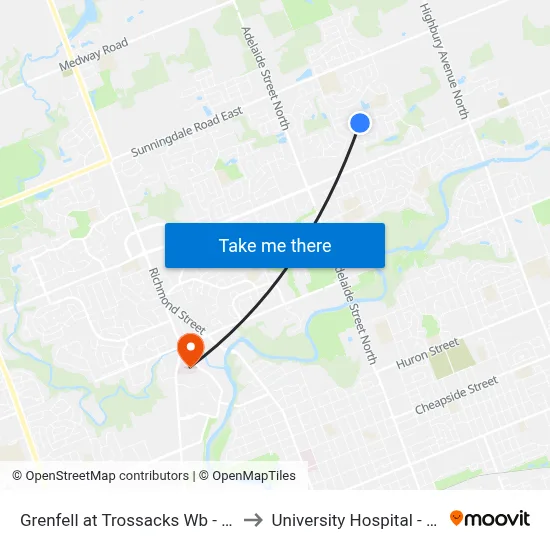 Grenfell at Trossacks Wb - #2848 to University Hospital - LHSC map
