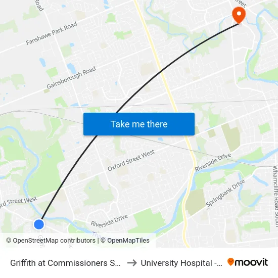 Griffith at Commissioners Sb - #811 to University Hospital - LHSC map
