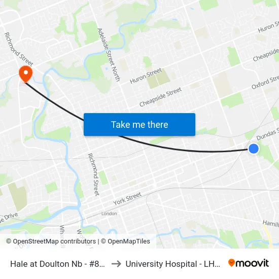 Hale at Doulton Nb - #831 to University Hospital - LHSC map
