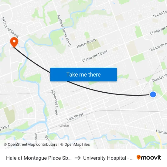 Hale at Montague Place Sb - #838 to University Hospital - LHSC map