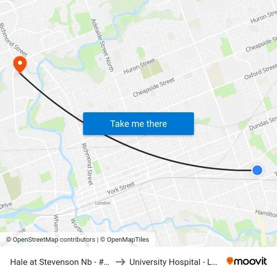 Hale at Stevenson Nb - #839 to University Hospital - LHSC map