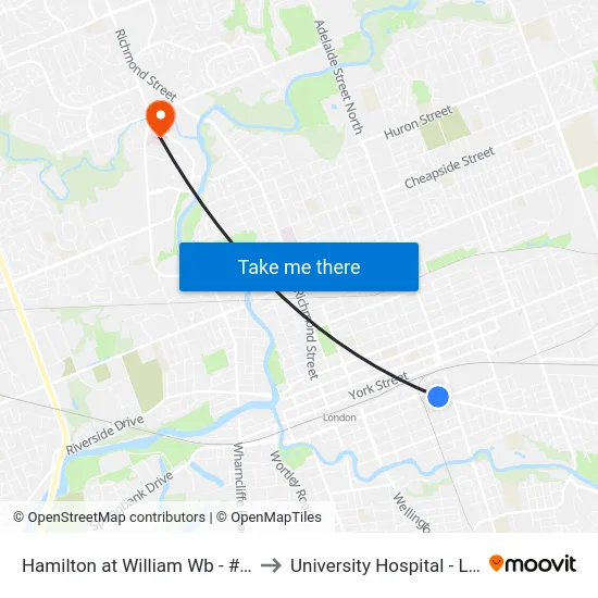 Hamilton at William Wb - #2318 to University Hospital - LHSC map