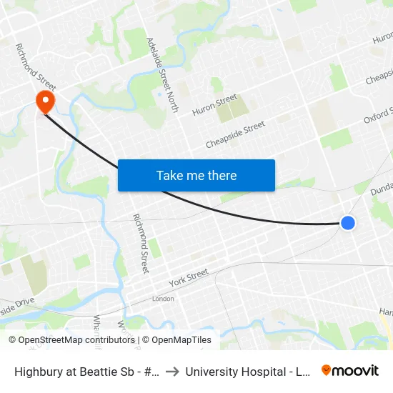 Highbury at Beattie Sb - #894 to University Hospital - LHSC map