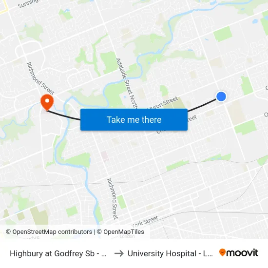 Highbury at Godfrey Sb - #908 to University Hospital - LHSC map