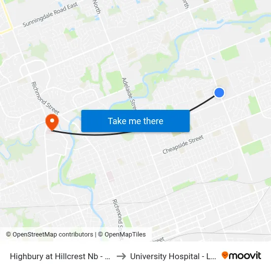 Highbury at Hillcrest Nb - #911 to University Hospital - LHSC map