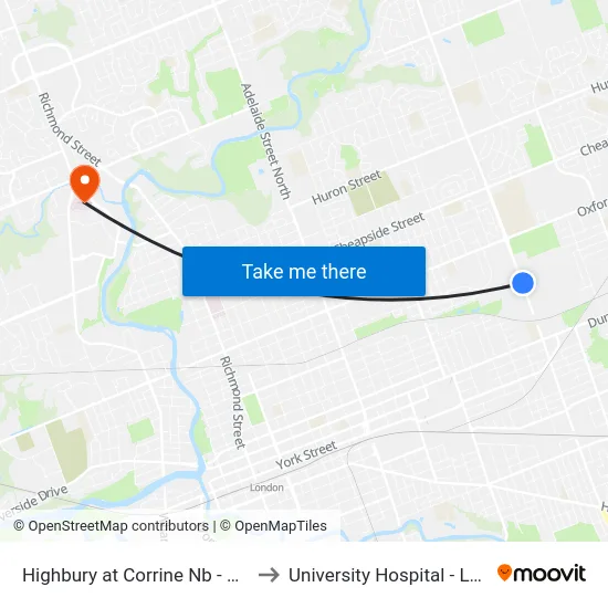 Highbury at Corrine Nb - #919 to University Hospital - LHSC map