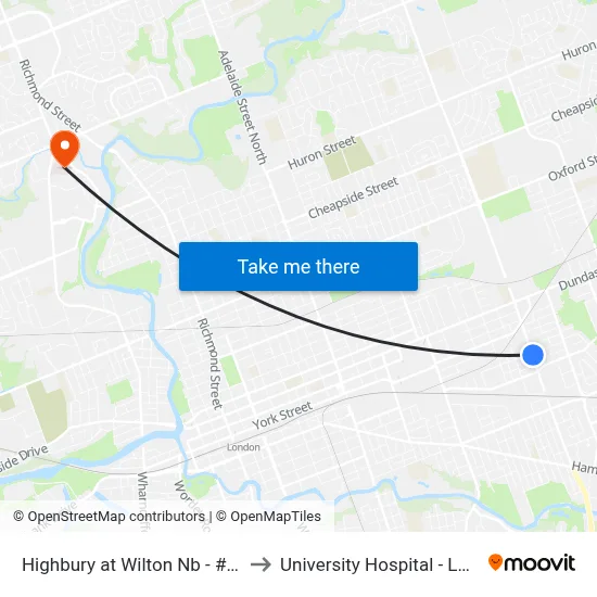 Highbury at Wilton Nb - #928 to University Hospital - LHSC map