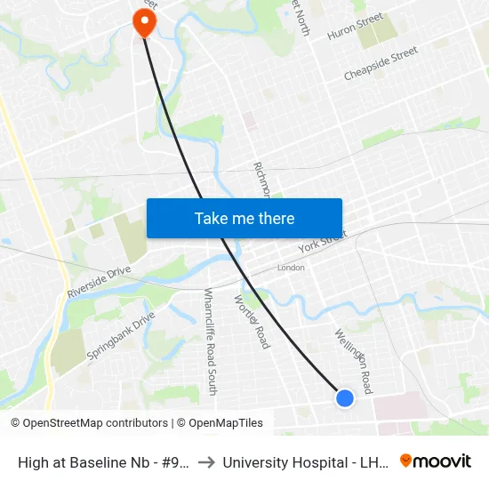 High at Baseline Nb - #930 to University Hospital - LHSC map