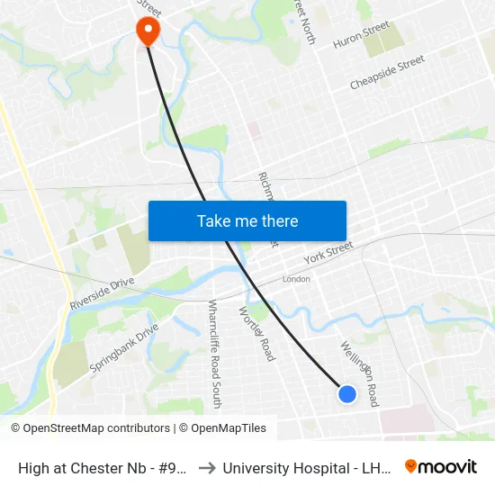 High at Chester Nb - #931 to University Hospital - LHSC map