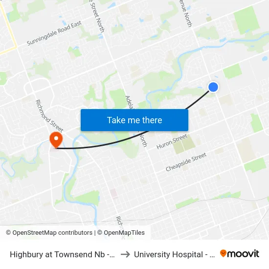Highbury at Townsend Nb - #2712 to University Hospital - LHSC map