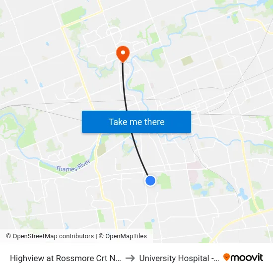 Highview at Rossmore Crt Nb - #945 to University Hospital - LHSC map