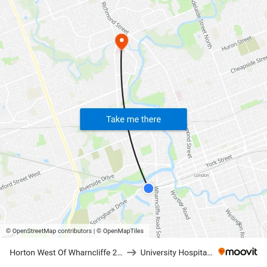 Horton West Of Wharncliffe 2 Wb - #982 to University Hospital - LHSC map